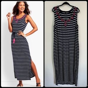 Talbots Embroidered Stripe Maxi Dress